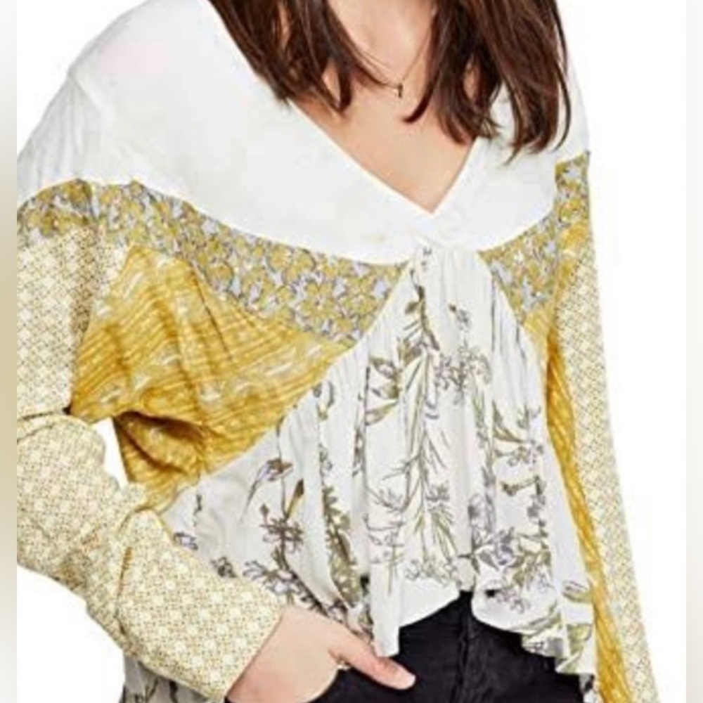 FP - Aloha patchwork floral boho blouse